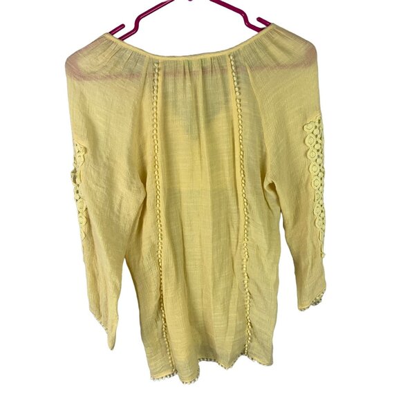 Jade Melody Tam Yellow Boho 3/4 Sleeve Tunic Top XS - Picture 7 of 7